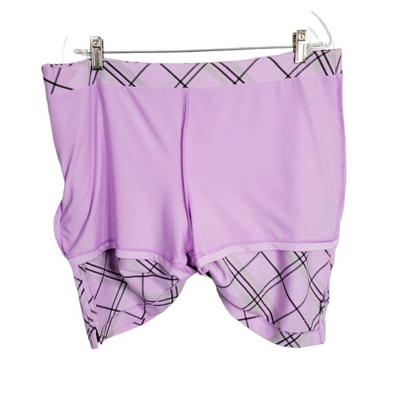 Greg Norman Size 14 Skort Golf Skirt Shorts Pockets Side Zip Lined Purple Plaid - Picture 5 of 10